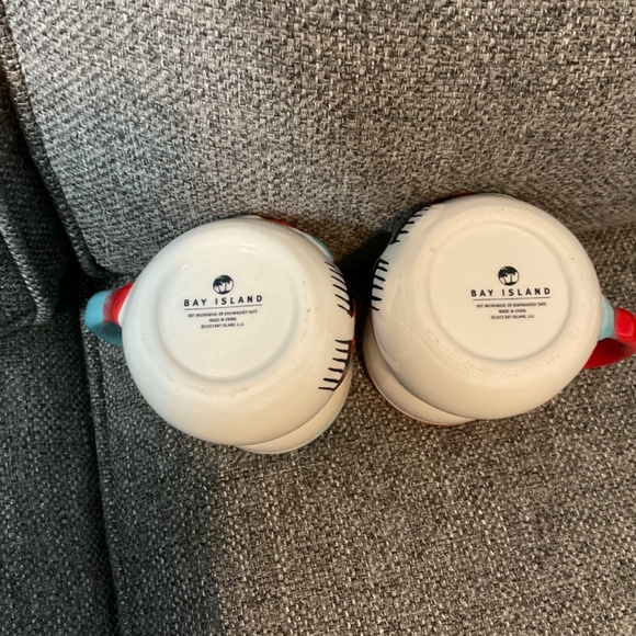 SET OF 2: BAY ISLAND BLUE & RED SNOWMAN MUG & set - Picture 3 of 4